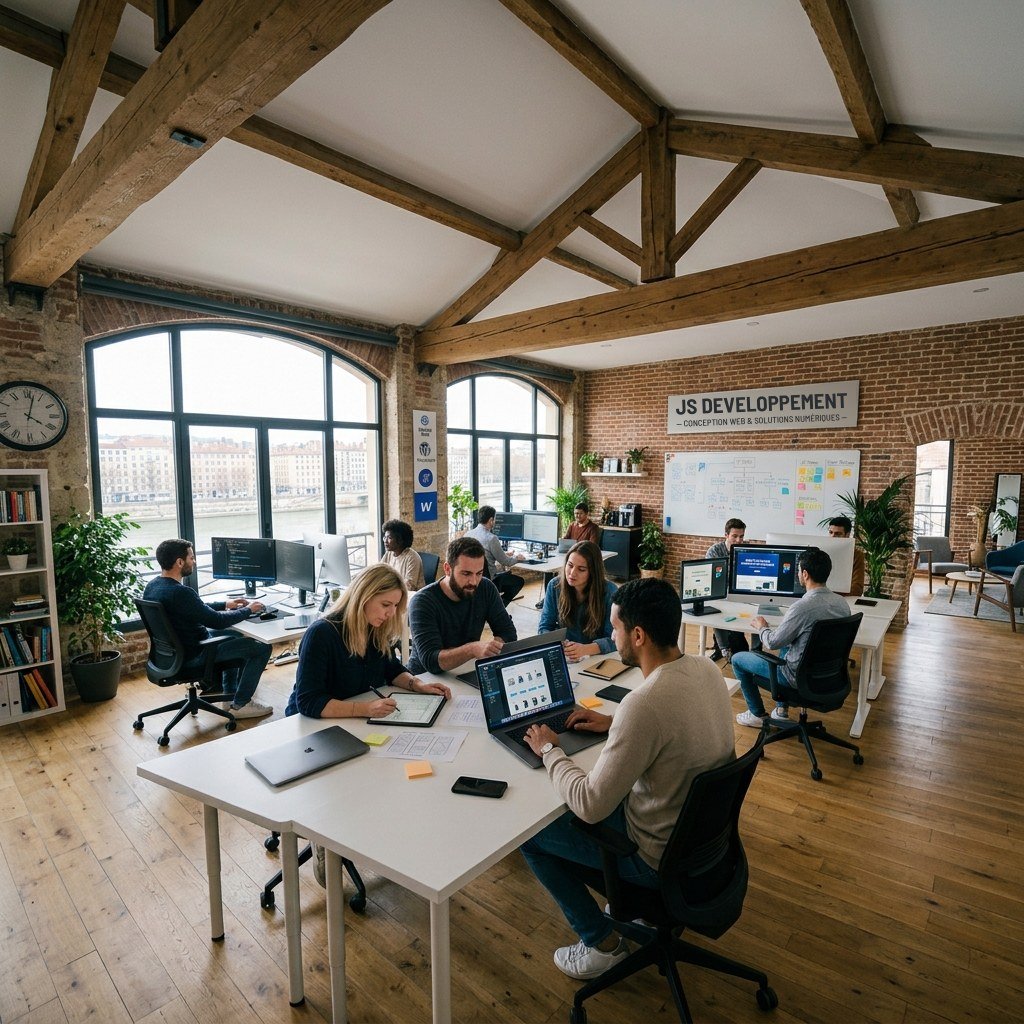 Équipe de JS DEVELOPPEMENT au travail dans ses bureaux